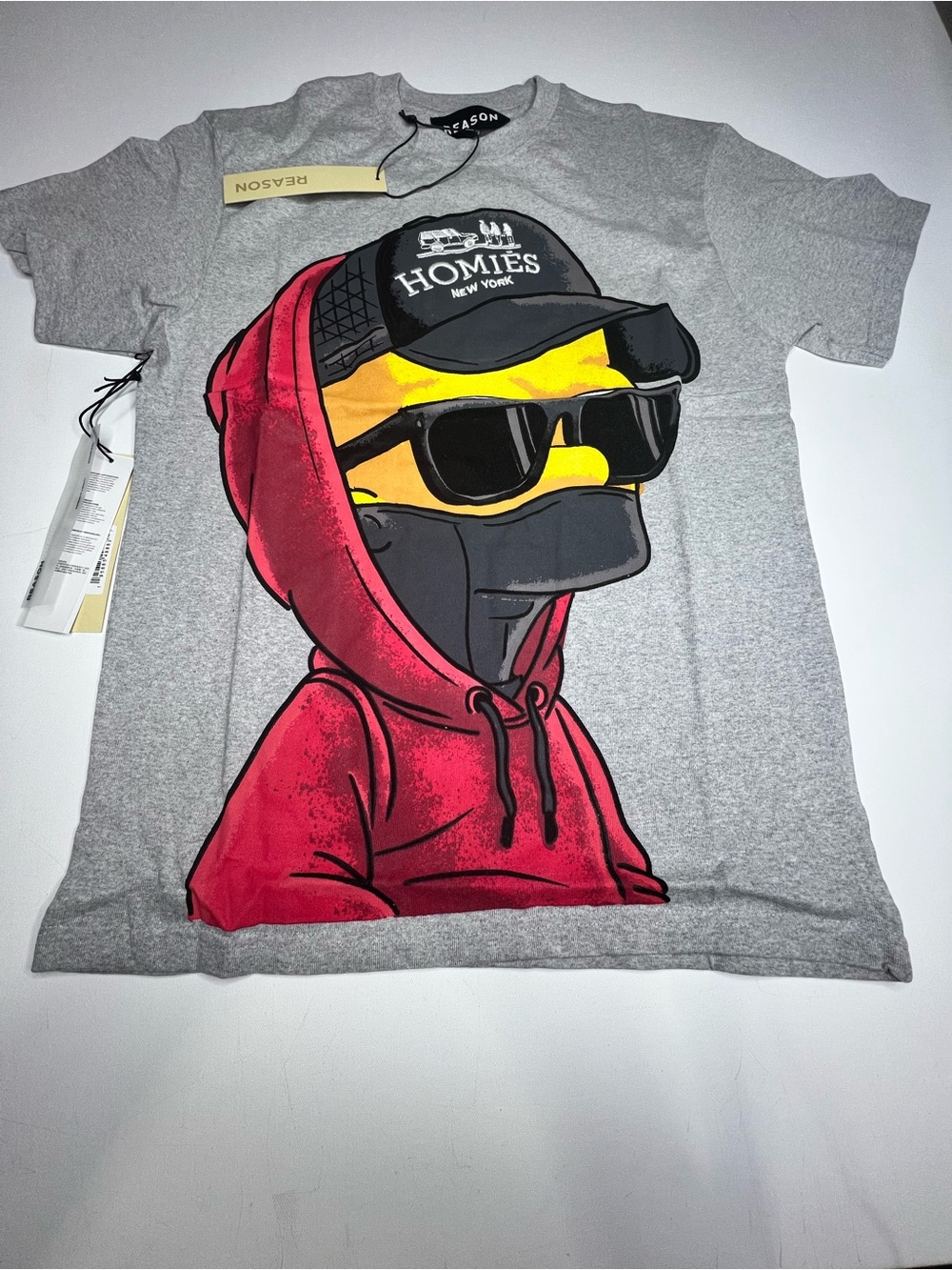 Reason Gray Graphic Hoodie Tee - Red Accent